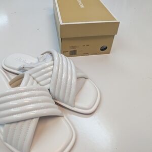 Michael Kors Glossy White Quilted Slides